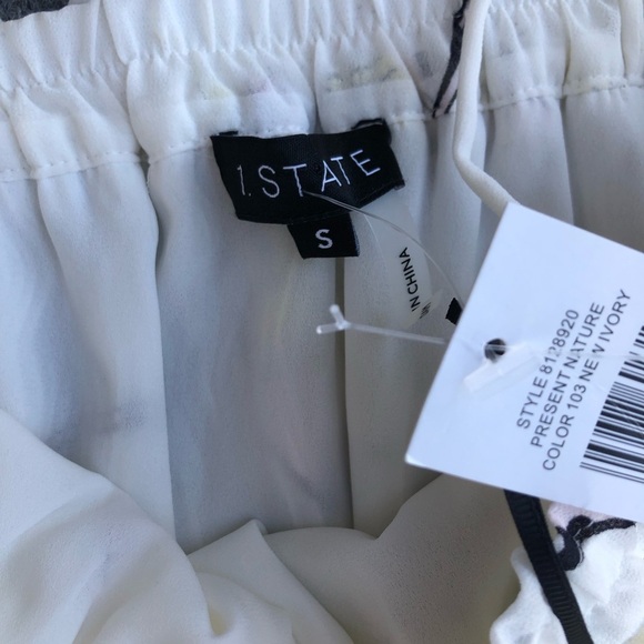 1. State mixed print ivory floral pleated dress size small - Picture 2 of 11